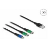 DeLOCK USB-laadimiskaabel 3-in-1 Type-A to Micro USB / 2 x USB USB-C 1 m