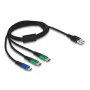 DeLOCK USB-laadimiskaabel 3-in-1 Type-A to Micro USB / 2 x USB USB-C 1 m