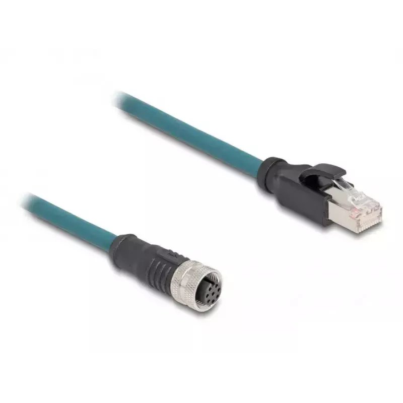 DeLOCK M12 adapterkaabel A-kodeeritud 8 kontaktiga emane RJ45 isasele 50 cm