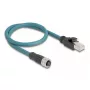 DeLOCK M12 adapterkaabel A-kodeeritud 8 kontaktiga emane RJ45 isasele 50 cm