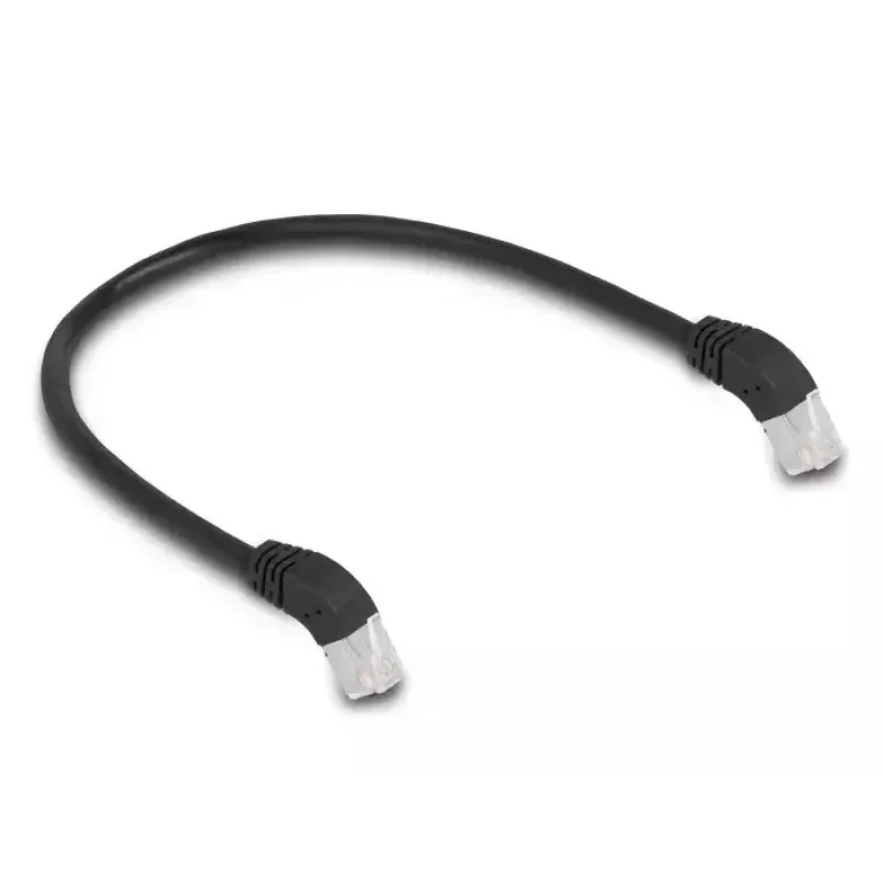 võrgukaabel DeLOCK RJ45 Cat.6A S/FTP 45° downwards nurgaga 0.5 m Must