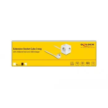 DeLOCK 11497 pistikupesa CEE 7/3 + USB valge 250V 16A