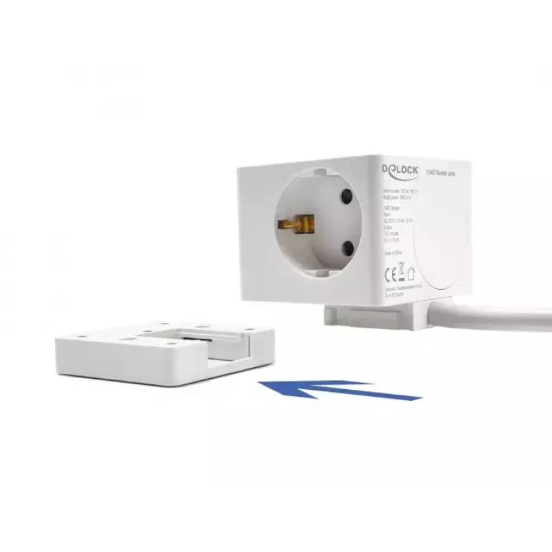 DeLOCK 11497 pistikupesa CEE 7/3 + USB valge 250V 16A
