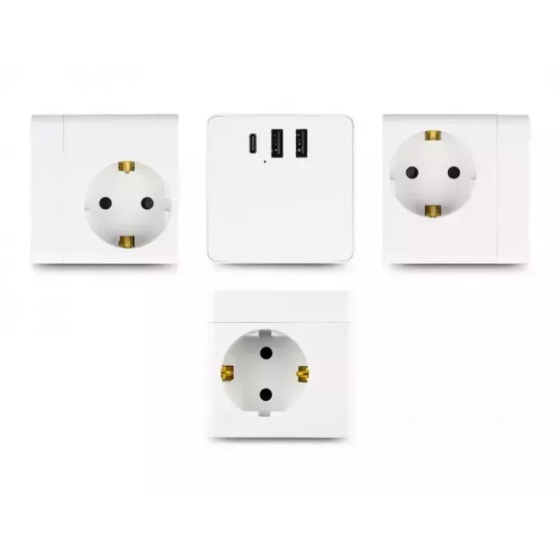 DeLOCK 11497 pistikupesa CEE 7/3 + USB valge 250V 16A