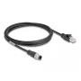 DeLOCK võrgukaabel M12 A-koodiga 8-kontaktiline isane RJ45-le isane Cat5e 2 m Must