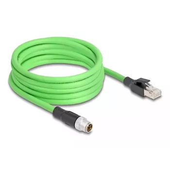 DeLOCK võrgukaabel M12 X-kodeeritud 8 kontaktiga isane kuni RJ45 isane PUR (TPU) 5 m