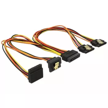 SATA-kaabel DeLOCK 60148 0,3 m SATA 15-kontaktiline 4 x SATA 15-kontaktiline beež oranž punane kollane
