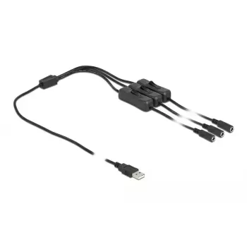 USB-tüüp-A-pistik – 3 x alalisvoolu 5,5 × 2,1 mm emast lülitiga DeLOCK 86798