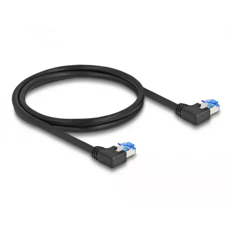 Võrgukaabel DeLOCK RJ45 Cat.6A S/FTP Vasaknurkne 1m Must