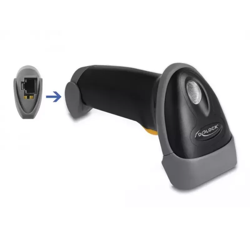 DeLOCK USB vöötkoodiskanner 1D laser must käeshoitav juhtmega 2m kaabel
