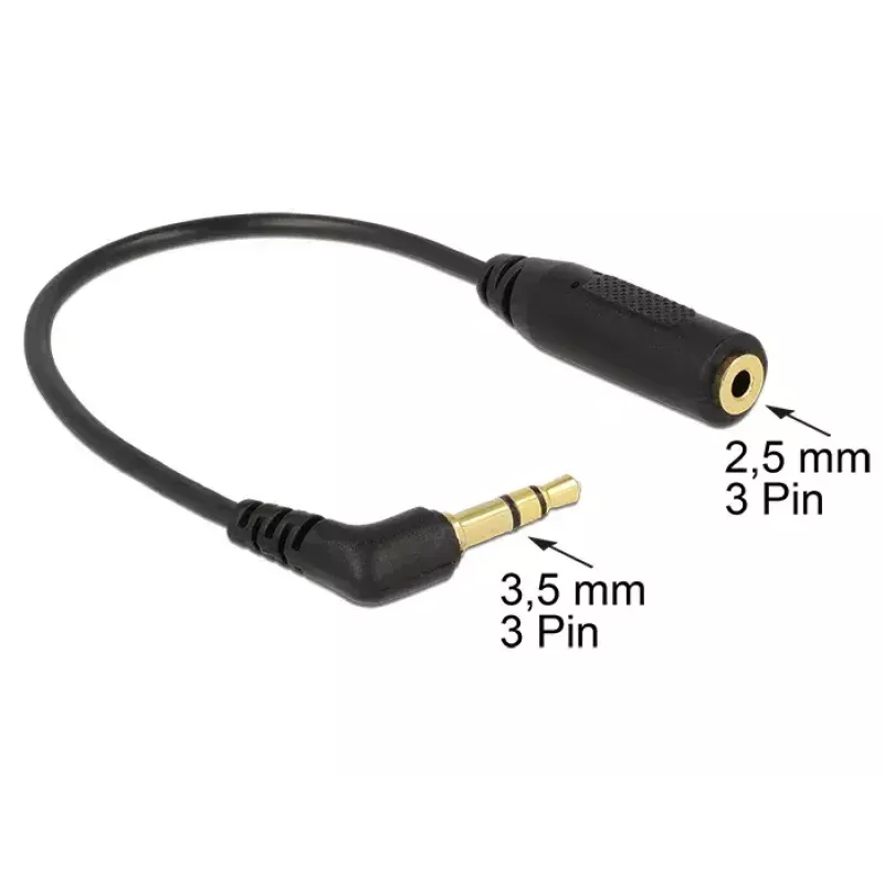 Helikaabel DeLOCK 0.17 m 2,5 mm/3,5 mm Must