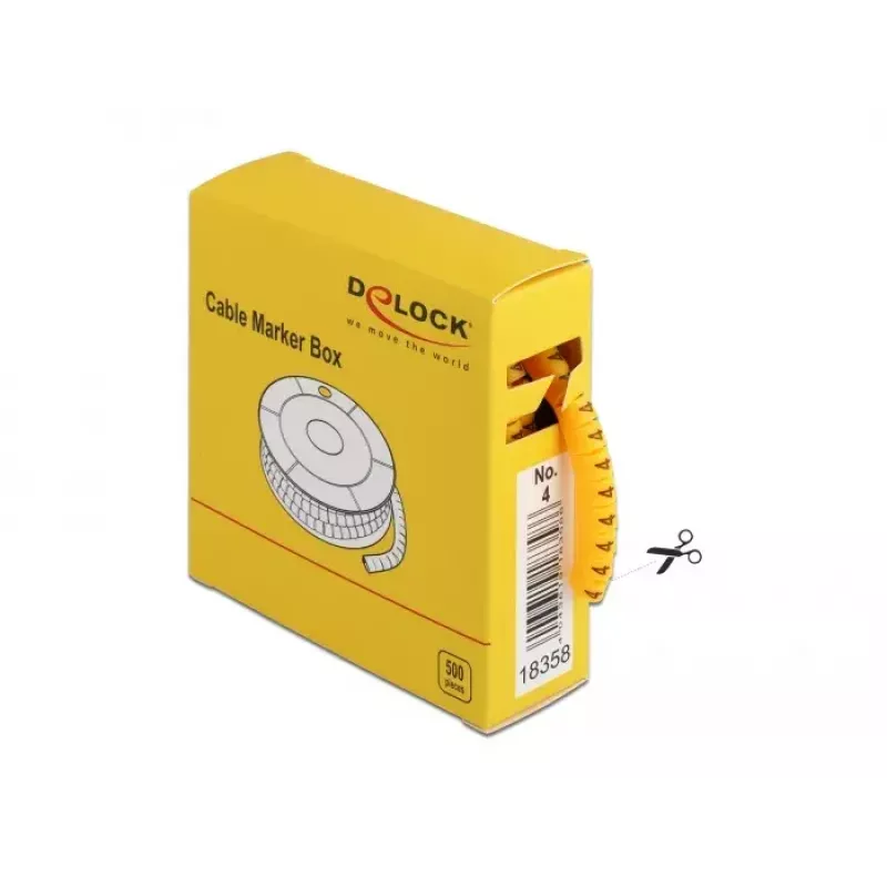 Kaablitähise karp DeLOCK Nr 4 Kollane 500 tk