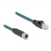 DeLOCK M12 adapterkaabel X-kodeeritud 8 kontaktiga emane RJ45 isasele 50 cm