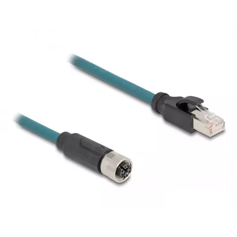 DeLOCK M12 adapterkaabel X-kodeeritud 8 kontaktiga emane RJ45 isasele 50 cm