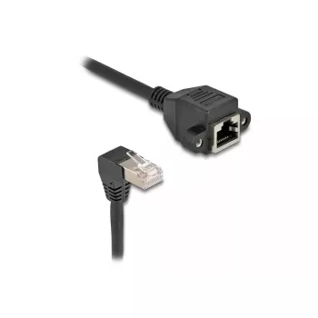 DeLOCK võrgupikenduskaabel S/FTP RJ45 90° nurgaga RJ45-le Cat.6A 1 m must