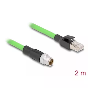 Võrgukaabel DeLOCK M12 kaabel X-kodeeritud 8-tihvtiline isane RJ45 isasele PUR TPU 2m