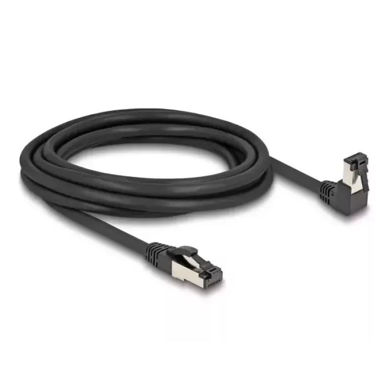Võrgukaabel DeLOCK RJ45 Cat.8.1 90° allapoole nurga all / sirge 3 m must