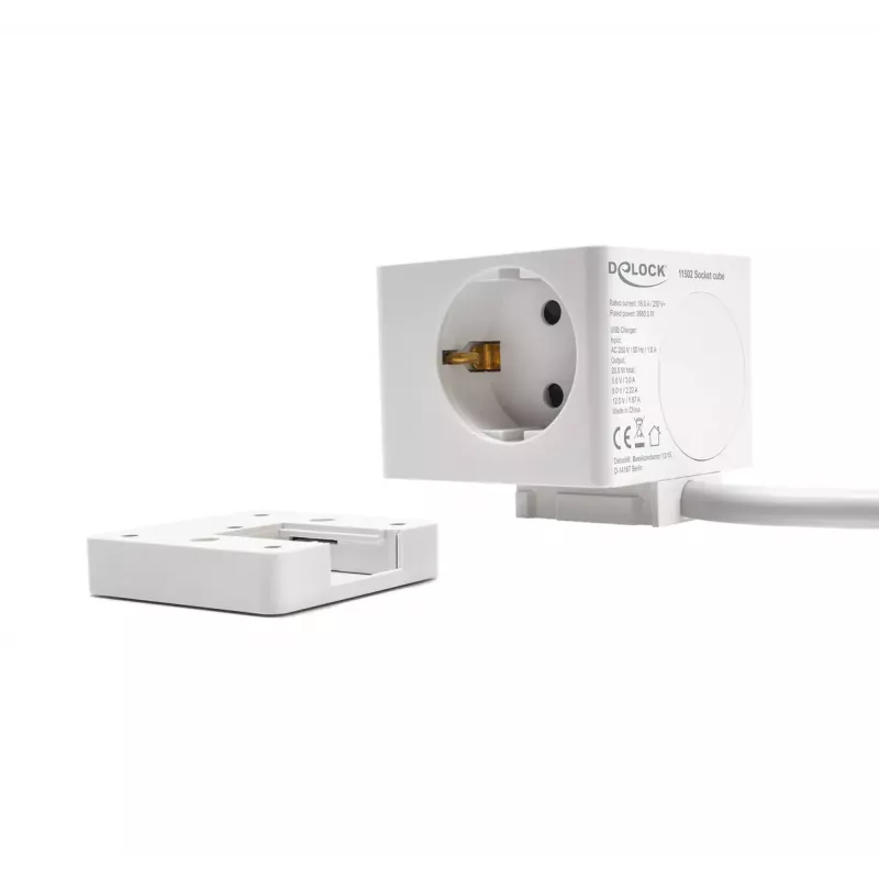 DeLOCK 11502 toitepikendus 1,5 m 3 vahelduvvoolu pistikupesa siseruumidesse valge