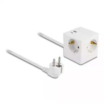 DeLOCK 11502 toitepikendus 1,5 m 3 vahelduvvoolu pistikupesa siseruumidesse valge