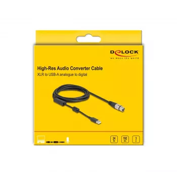DeLOCK audiokaabel 3 m XLR 3-kontaktiline USB Type-A must hõbedane 84178