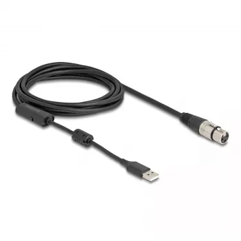 DeLOCK audiokaabel 3 m XLR 3-kontaktiline USB Type-A must hõbedane 84178