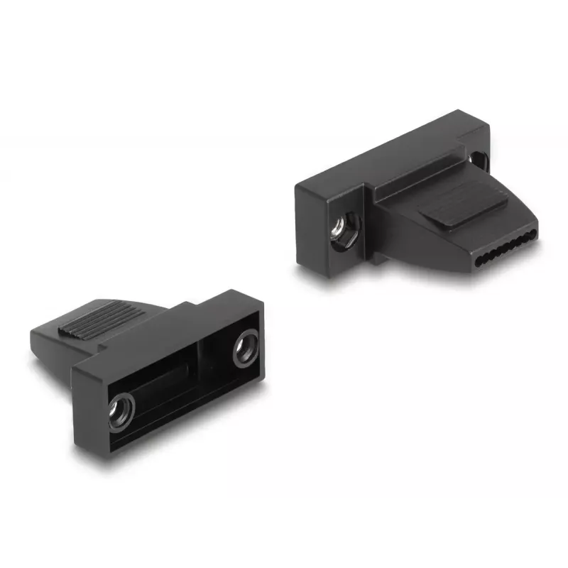 Kaablikaitse DELOCK D‑Sub korpus 9‑kontaktiline lamekaablile, plastik, must, 25×32×14 mm