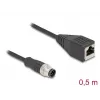 Võrgukaabel DeLOCK M12 kaabel A-kodeeringuga 8 kontaktiga isane RJ45 emasele Cat5e 0.5 m Must