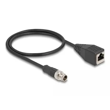 Võrgukaabel DeLOCK M12 kaabel X-kodeeritud 8 kontaktiga isane RJ45 emasele Cat5e 0,5 m must