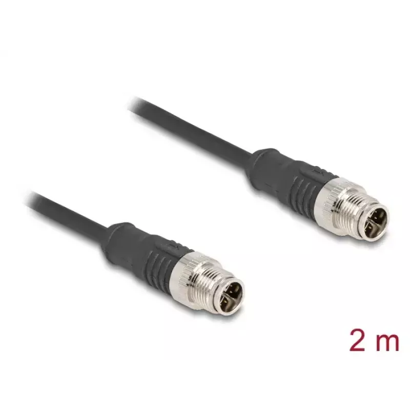 Võrgukaabel DeLOCK M12 Kaabel X-kodeeritud 8 pin isane-isane Cat5e 2 m Must