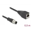 võrgukaabel DeLOCK M12 kaabel D-coded 4 pin male to RJ45 female Cat5e 0.5m Must