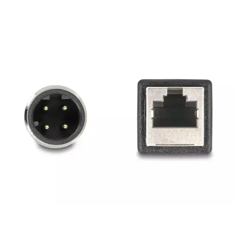 võrgukaabel DeLOCK M12 kaabel D-coded 4 pin male to RJ45 female Cat5e 0.5m Must