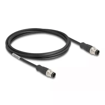 DeLOCK võrgukaabel M12, D-koodiga, 4 kontaktiga, isane-isane, Cat5e, 2 m, must