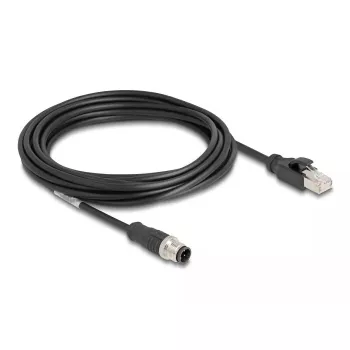 Võrgukaabel DeLOCK M12 kaabel D-koodiga 4-kontaktiline isane RJ45 isasele Cat5e 5m Must