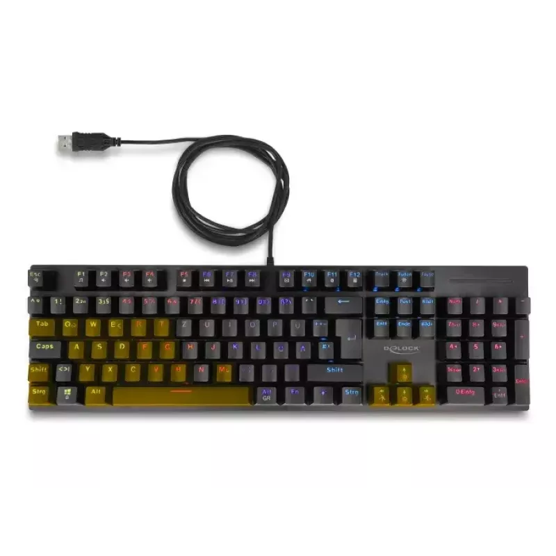 DeLOCK 12115 mänguklaviatuur USB QWERTZ saksa must mehaaniline RGB