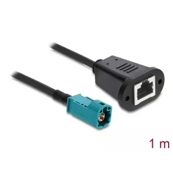 Koaksiaalkaabel DELOCK 90699 HSD Z kuni RJ-45 pistikutega, 1 m, must/sinine