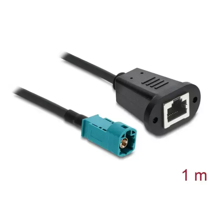 Koaksiaalkaabel DELOCK 90699 HSD Z kuni RJ-45 pistikutega, 1 m, must/sinine