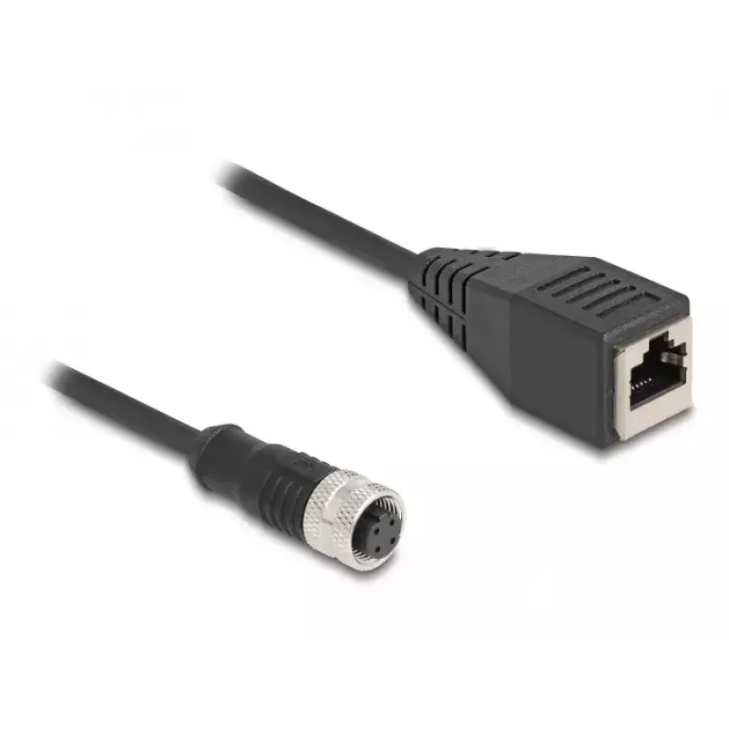 DeLOCK M12 adapterkaabel D-kodeeritud 4‑kontaktiline emane RJ45 emasele 50 cm