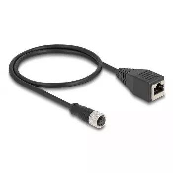 DeLOCK M12 adapterkaabel D-kodeeritud 4‑kontaktiline emane RJ45 emasele 50 cm