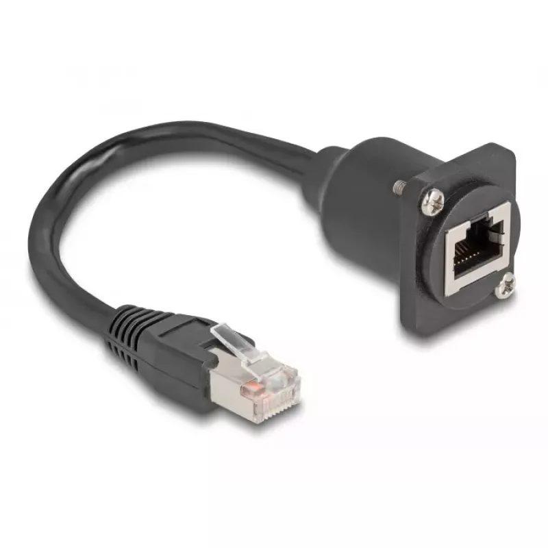 DeLOCK D-tüüpi RJ45 kaablipistik pesasse Cat.5e must 20 cm