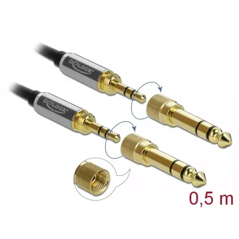 Helikaabel DeLOCK 85784 0.5m 3.5mm Must Hall