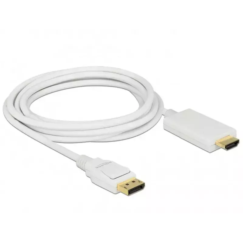 Video-kaabliadapter DeLOCK 83819 3 m DisplayPort HDMI valge