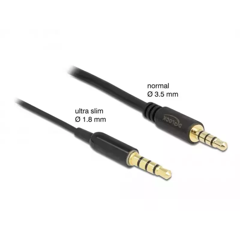 Audio pikenduskaabel DeLOCK 66074 3,5 mm 4 pin isane pistik emasele Ultra õhuke 0,5 m must