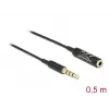 Audio pikenduskaabel DeLOCK 66074 3,5 mm 4 pin isane pistik emasele Ultra õhuke 0,5 m must
