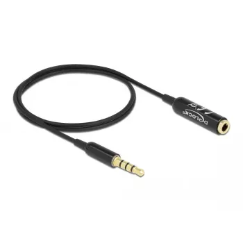 Audio pikenduskaabel DeLOCK 66074 3,5 mm 4 pin isane pistik emasele Ultra õhuke 0,5 m must