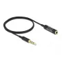 Audio pikenduskaabel DeLOCK 66074 3,5 mm 4 pin isane pistik emasele Ultra õhuke 0,5 m must