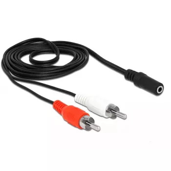 Helikaabel DeLOCK 85808 1.4m 2xRCA 3.5mm Must Punane Valge