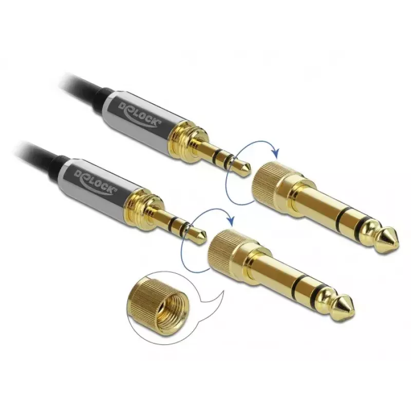 Audio kaabel DELOCK 85839 — 3,5 mm isane-3,5 mm isane, kullatud kontaktid, 5 m, AWG 28, must