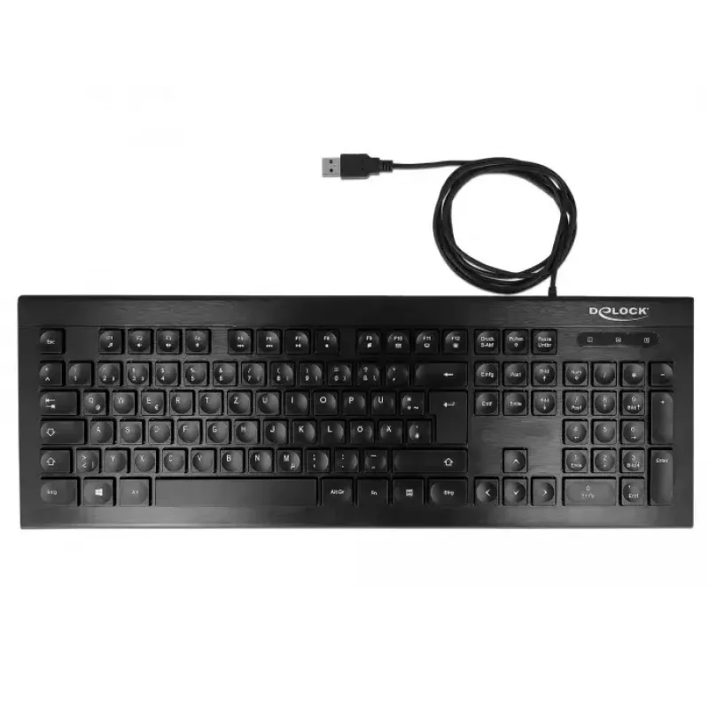Klaviatuur DeLOCK 12672 Office USB QWERTZ Saksa Must