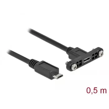 DeLOCK kaabel USB 2.0 Micro-B-pesa paneelikinnitusega USB 2.0 Micro-B isasele 0,5 m