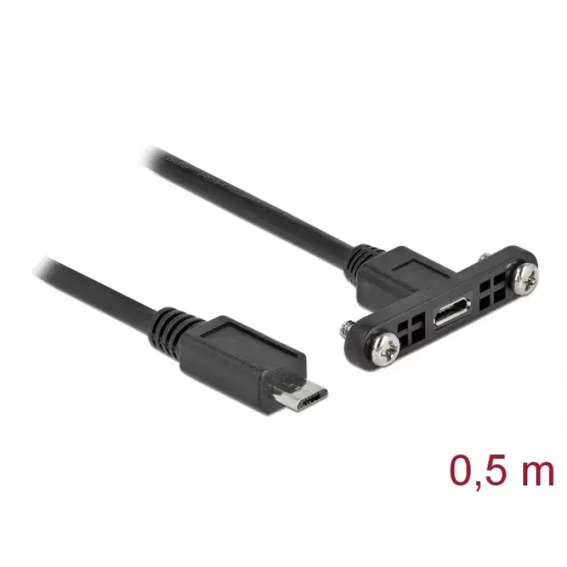 DeLOCK kaabel USB 2.0 Micro-B-pesa paneelikinnitusega USB 2.0 Micro-B isasele 0,5 m